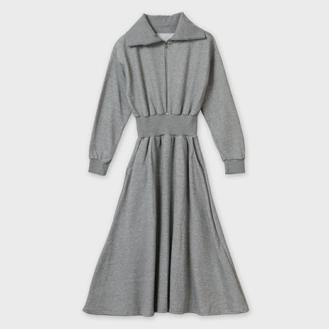 【手洗い可】裏起毛 ハーフ ジップ ワンピース