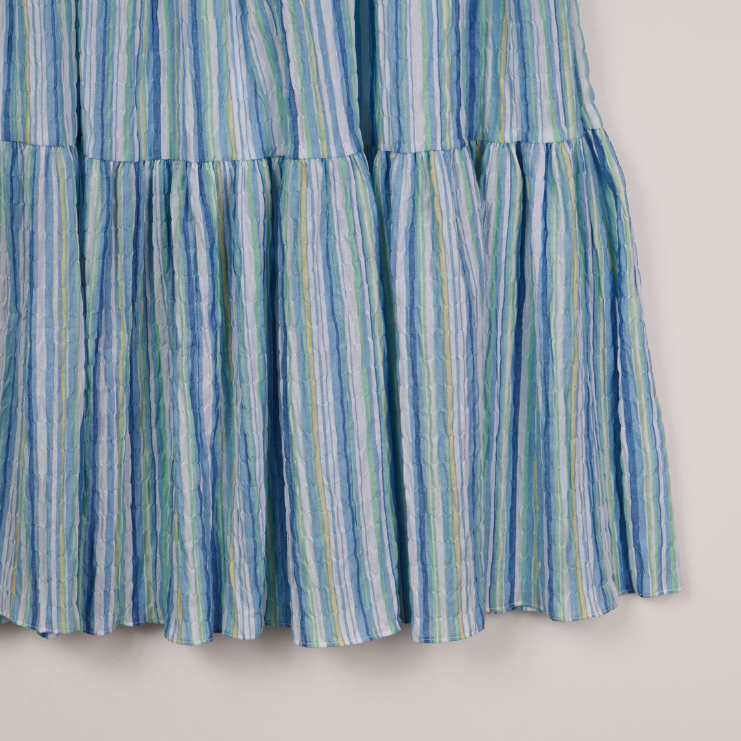 マルチストライプ ティアード ノースリーブ ワンピース – 銀座マギー
