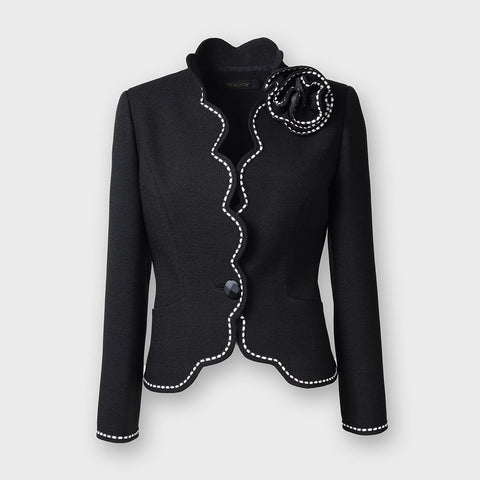 スカラップ ノーカラージャケット