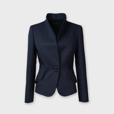 フラワーブローチ付き スタンドカラー ジャケット