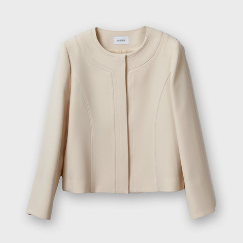 ノーカラー 切り替えライン ジャケット