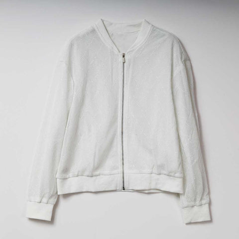 ダイヤ柄 メッシュ ブルゾン