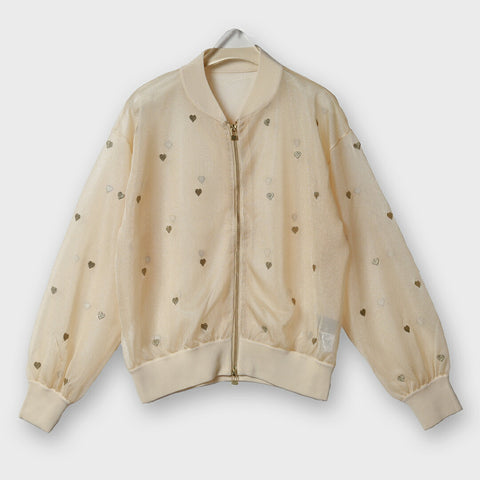 【手洗い可】ハートモチーフ シアー ブルゾン