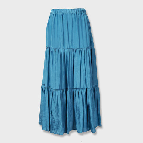 【手洗い可】シャイニー ティアードスカート