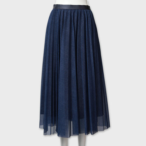 デニム 風 プリント プリーツ スカート