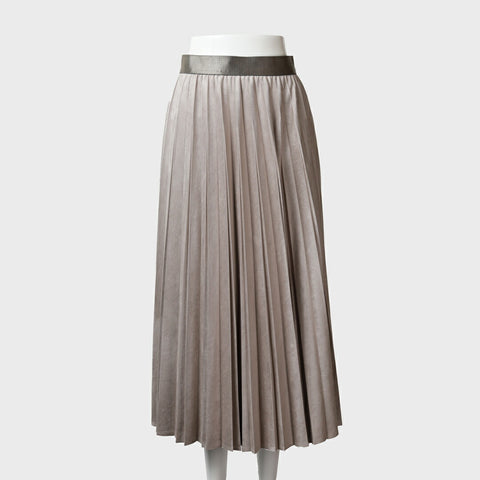 スウェード調 プリーツスカート