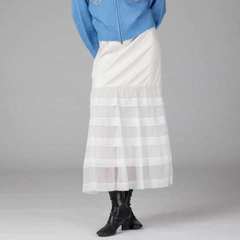 【手洗い可】フェイクレザー ドッキング ティアード スカート