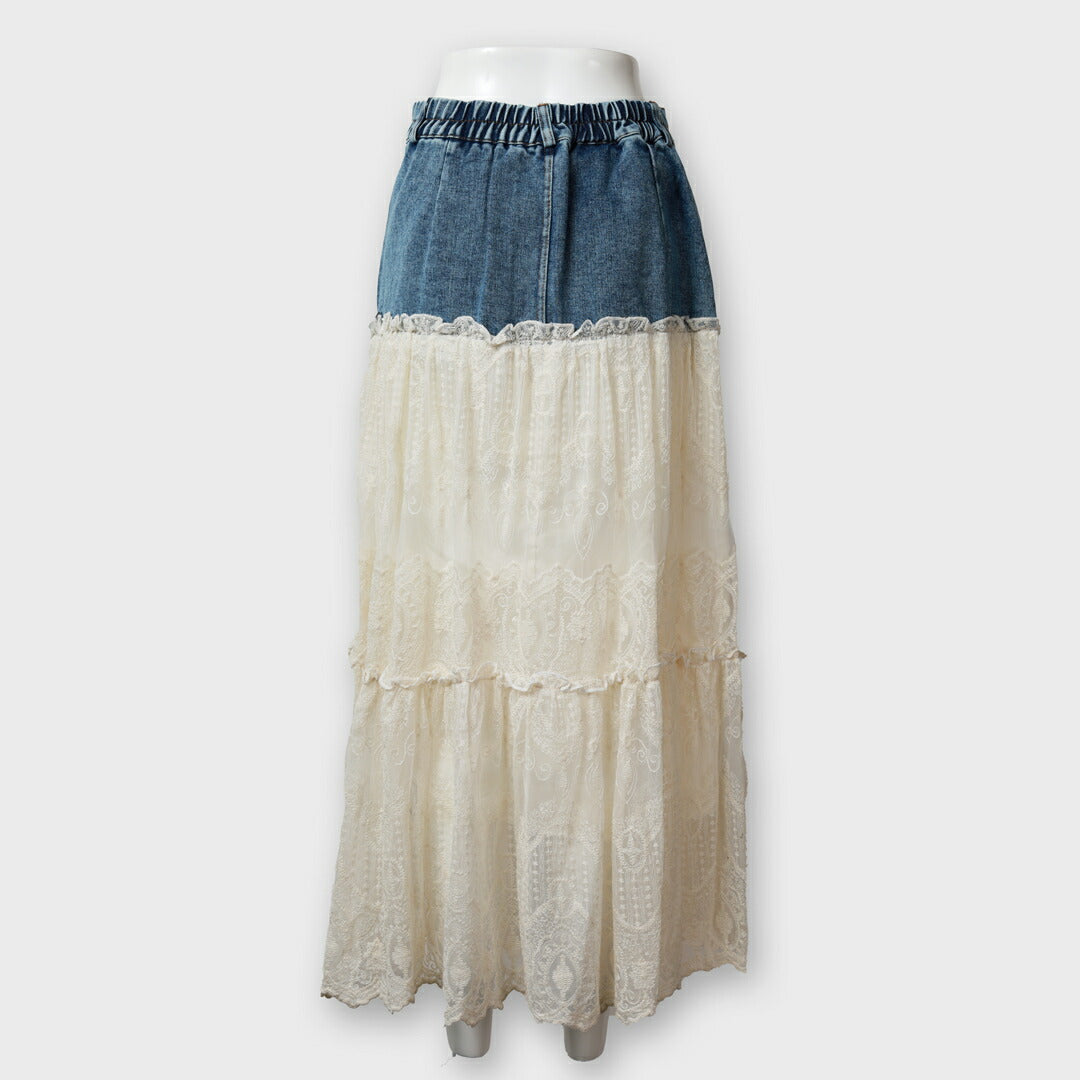 手洗い可】デニム×レース スカート – 銀座マギー公式通販サイト
