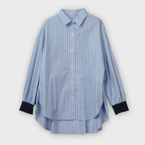 【手洗い可】バックピンタックストライプシャツ