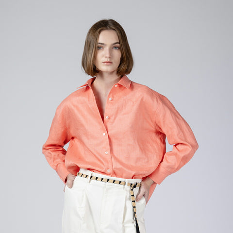 【手洗い可】リラックスフィット リネンシャツ