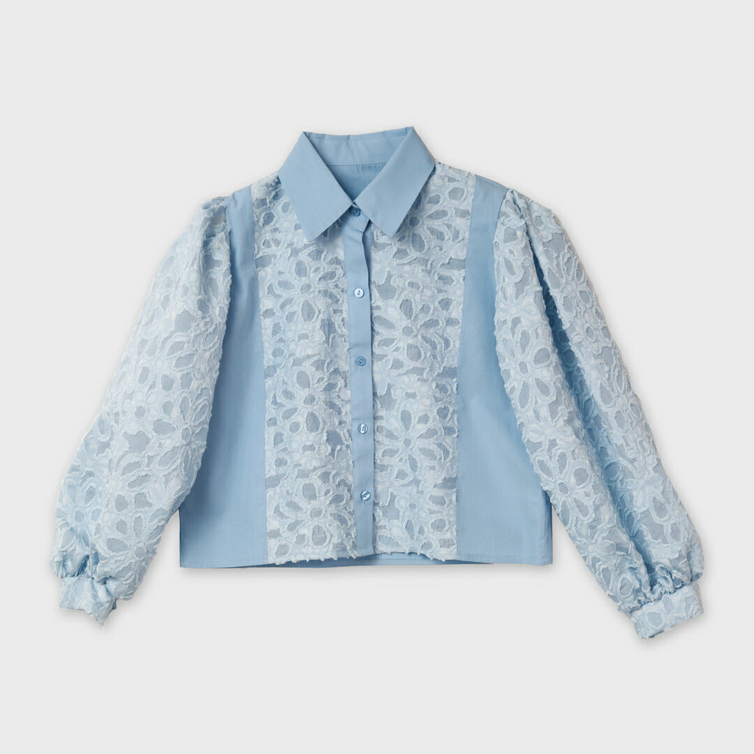 カットジャガード ショート丈 ブラウス