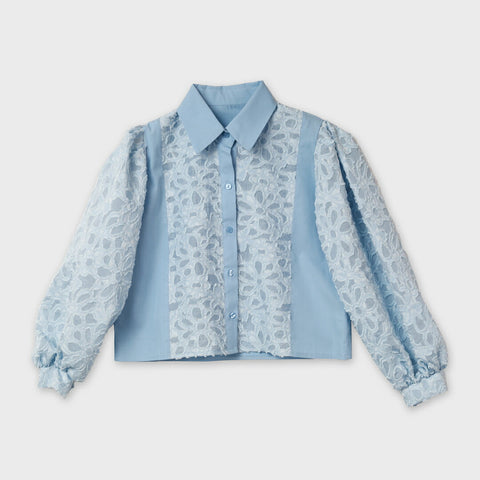 カットジャガード ショート丈 ブラウス