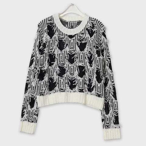 ミックスフリンジ ニットプルオーバー