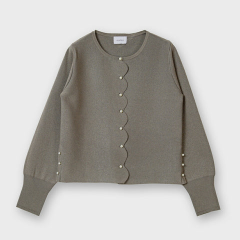 【手洗い可】パールボタン スカラップ カーディガン