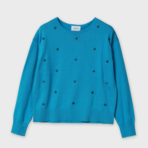 【手洗い可】スタースタッズ付き ニット プルオーバー