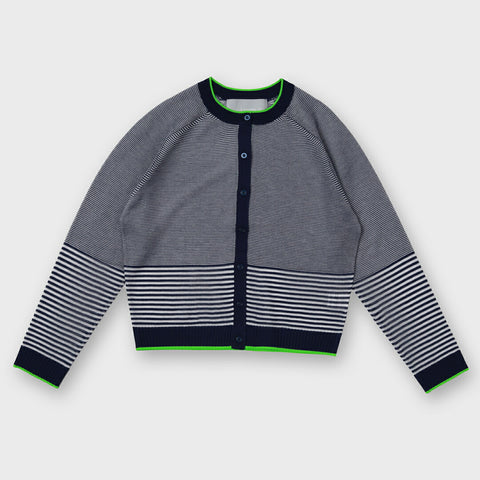 【手洗い可】ボーダー配色シアーカーディガン