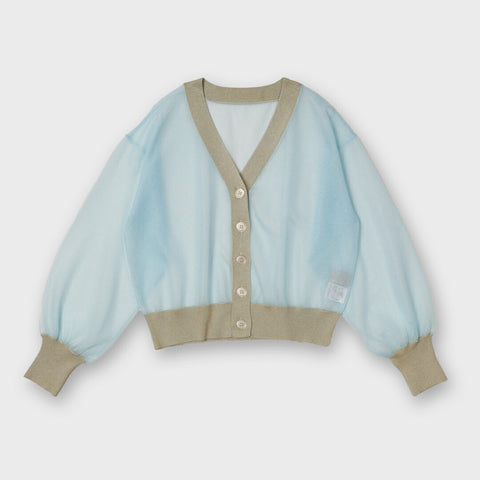 【手洗い可】ラメ混シアーカーディガン
