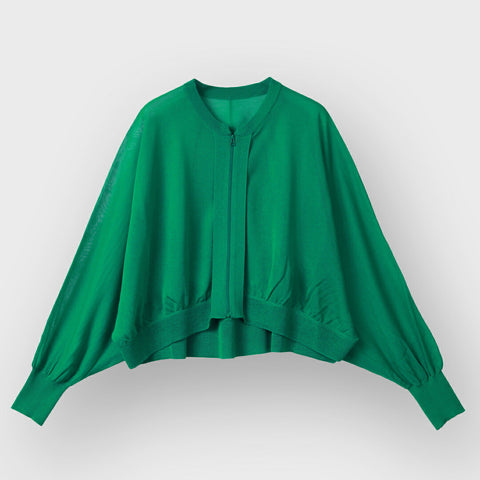 シアーニットジップアップカーディガン