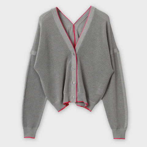 アクセントカラー ニット カーディガン