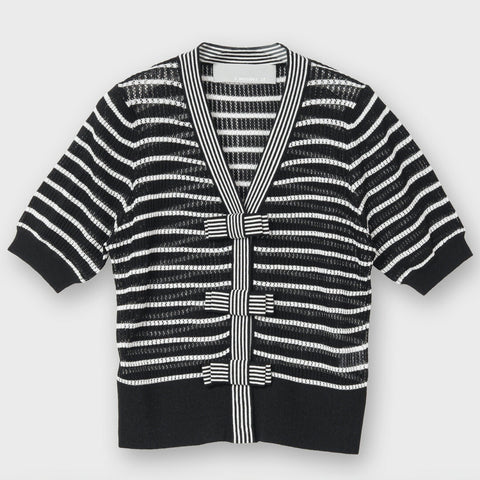 【手洗い可】シアー ボーダー ショート ニット