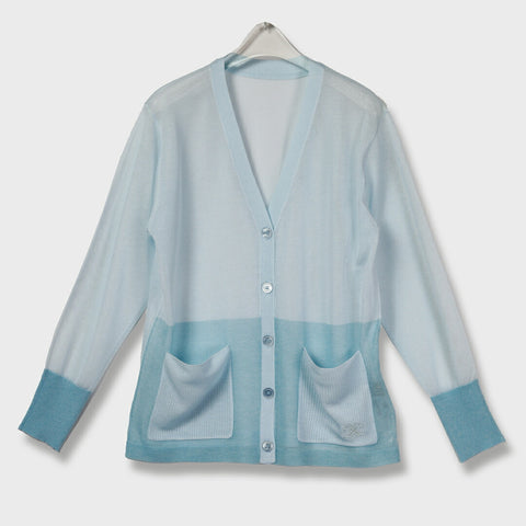 【手洗い可】シアー 刺繍 ニット カーディガン