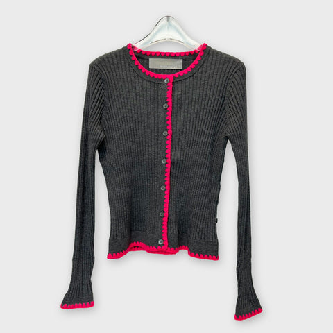 【手洗い可】2WAY バイカラー リブ カーディガン