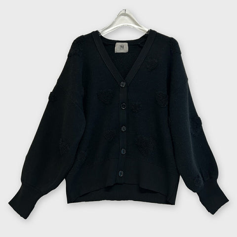 ハート柄ニードルパンチ ニットカーディガン