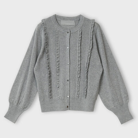 【手洗い可】フロントフリル ニット カーディガン