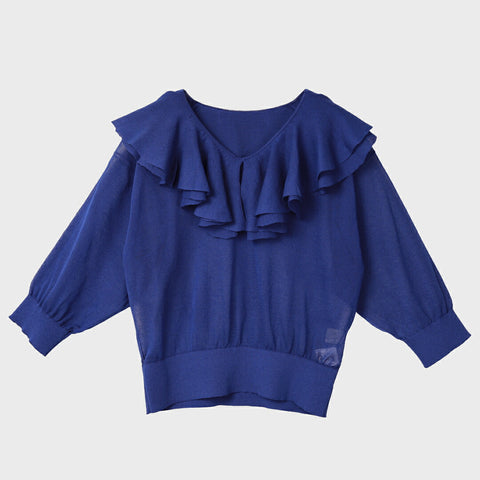 ラッフルカラー シアーニット プルオーバー