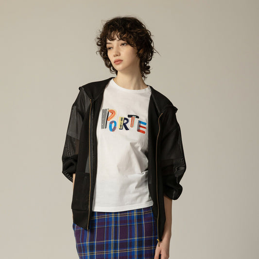 【手洗い可】PORTE 刺繍プリント Tシャツ