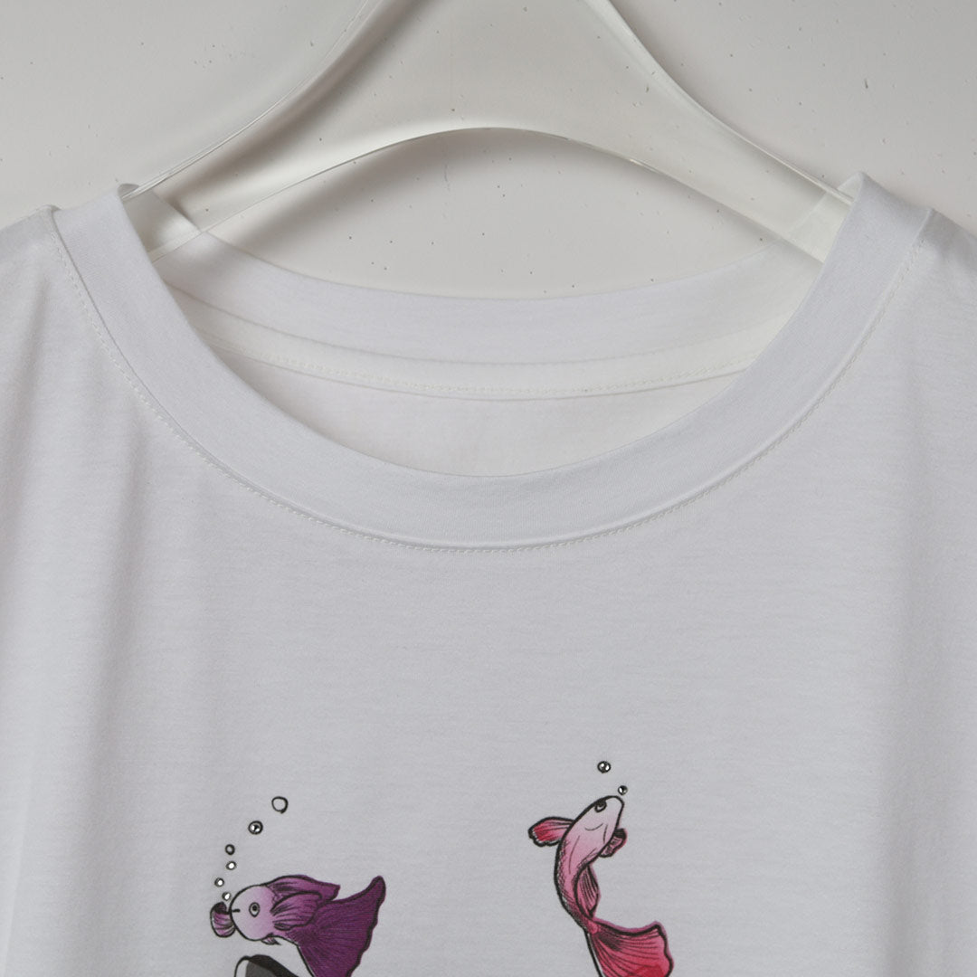 手洗い可】猫プリント 接触冷感 オーバーサイズ Tシャツ – 銀座マギー