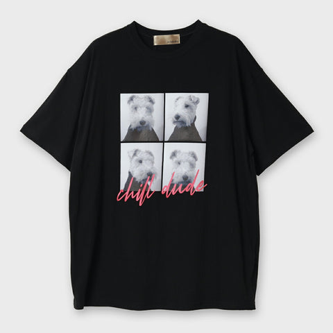 【手洗い可】ドッグモチーフ フォトプリント オーバーサイズ Tシャツ