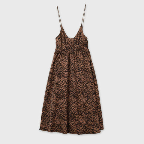 【手洗い可】レオパード柄 フレア キャミワンピ