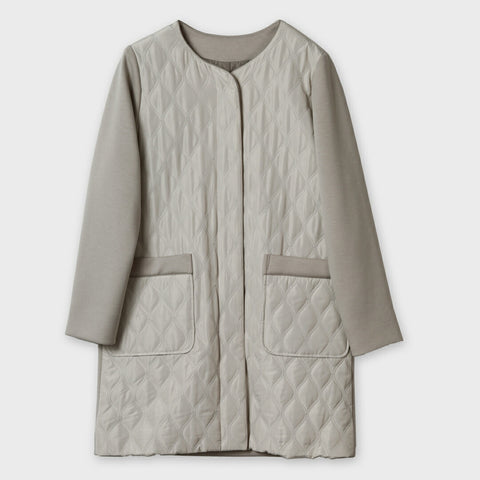 中綿キルティング 切替えコート