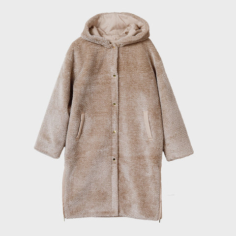 フード取り外し 中わたキルト使いボアコート