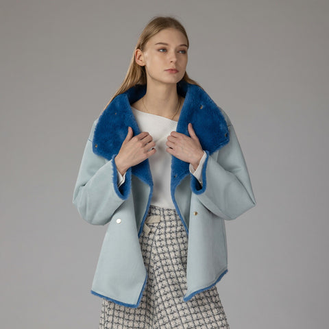 リバーシブル フェイクムートン ミドル コート