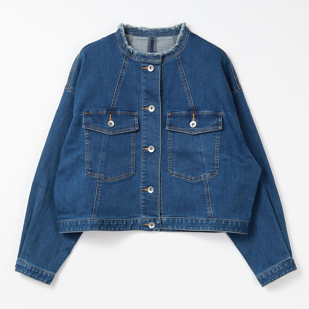 手洗い可】ノーカラー デニム ショートジャケット – 銀座マギー公式