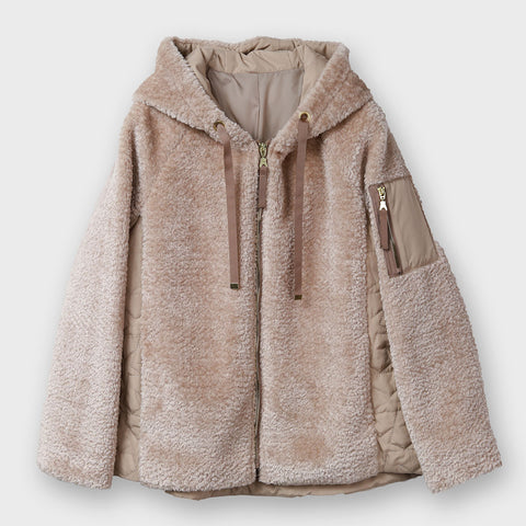 フード付き キルティング ボアブルゾン