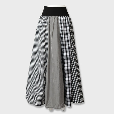 【手洗い可】切り替えチェック フレアスカート