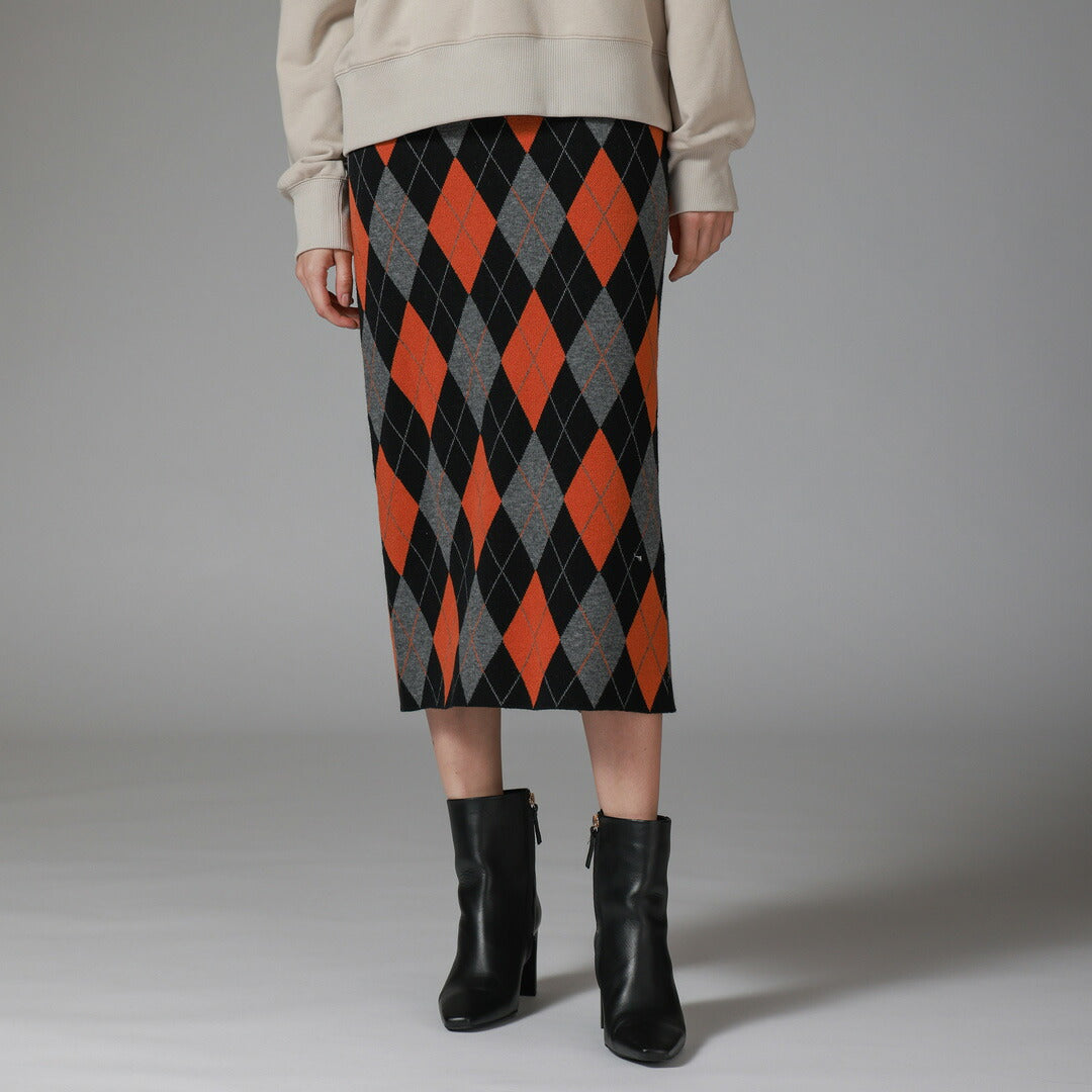 【手洗い可】アーガイル柄 ニット タイト スカート