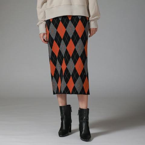 【手洗い可】アーガイル柄 ニット タイト スカート