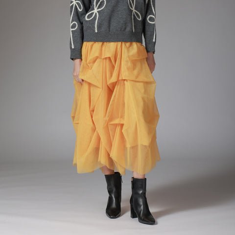 【手洗い可】タックボリューム チュール スカート