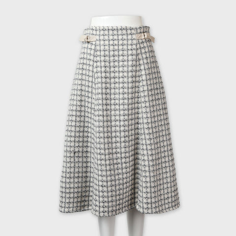 【手洗い可】チェックツイード フレアスカート