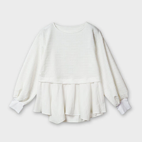 【手洗い可】ジャガード ペプラム ブラウス