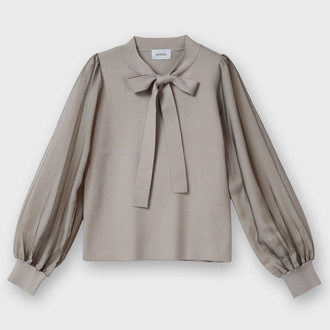 チュールドッキング ボウタイ ニットプルオーバー