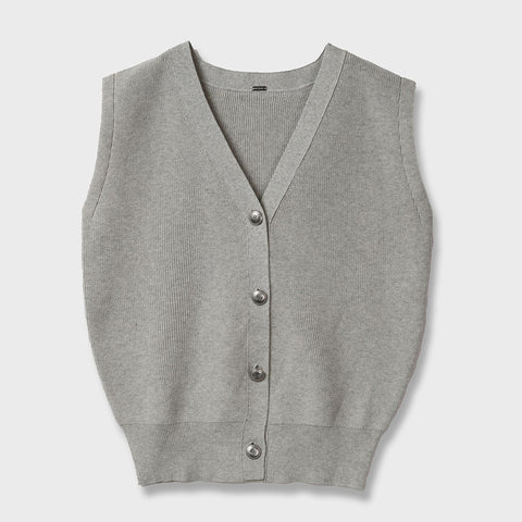 【手洗い可】シルバーボタン ニット ベスト