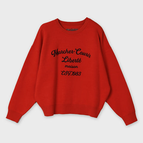 【手洗い可】チェーンステッチロゴニットプルオーバー