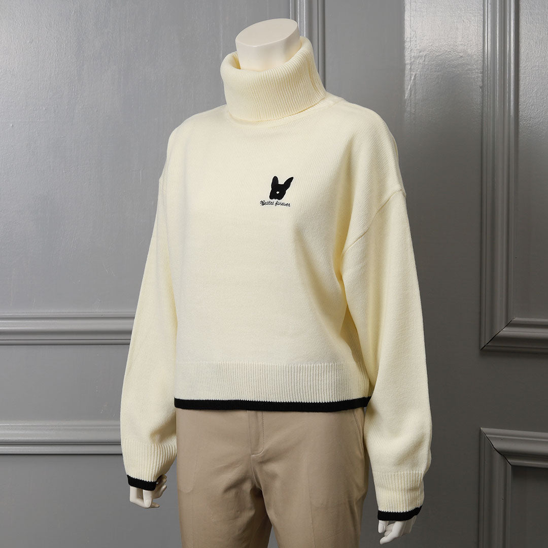 ドックモチーフ ハイネック バイカラー ニット – 銀座マギー公式通販サイト