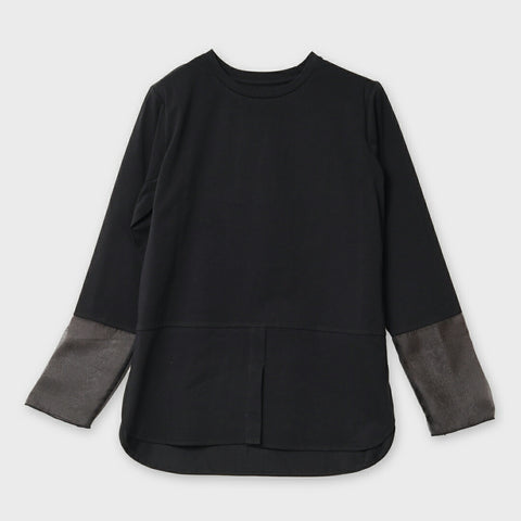 【手洗い可】袖シースルー切替え カットソー