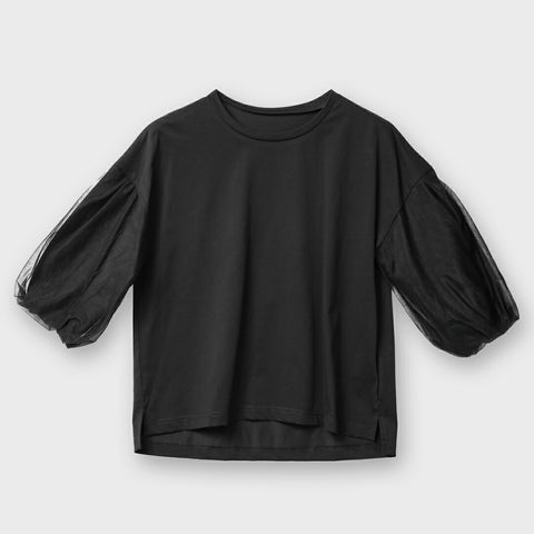 シフォン パフスリーブ 冷感 カットソー